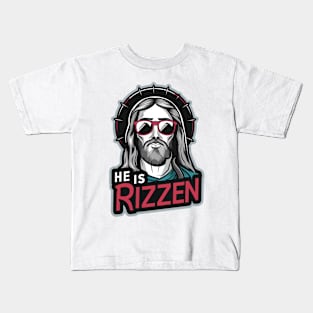 HE IS RIZZEN FUNNY JESUS Kids T-Shirt